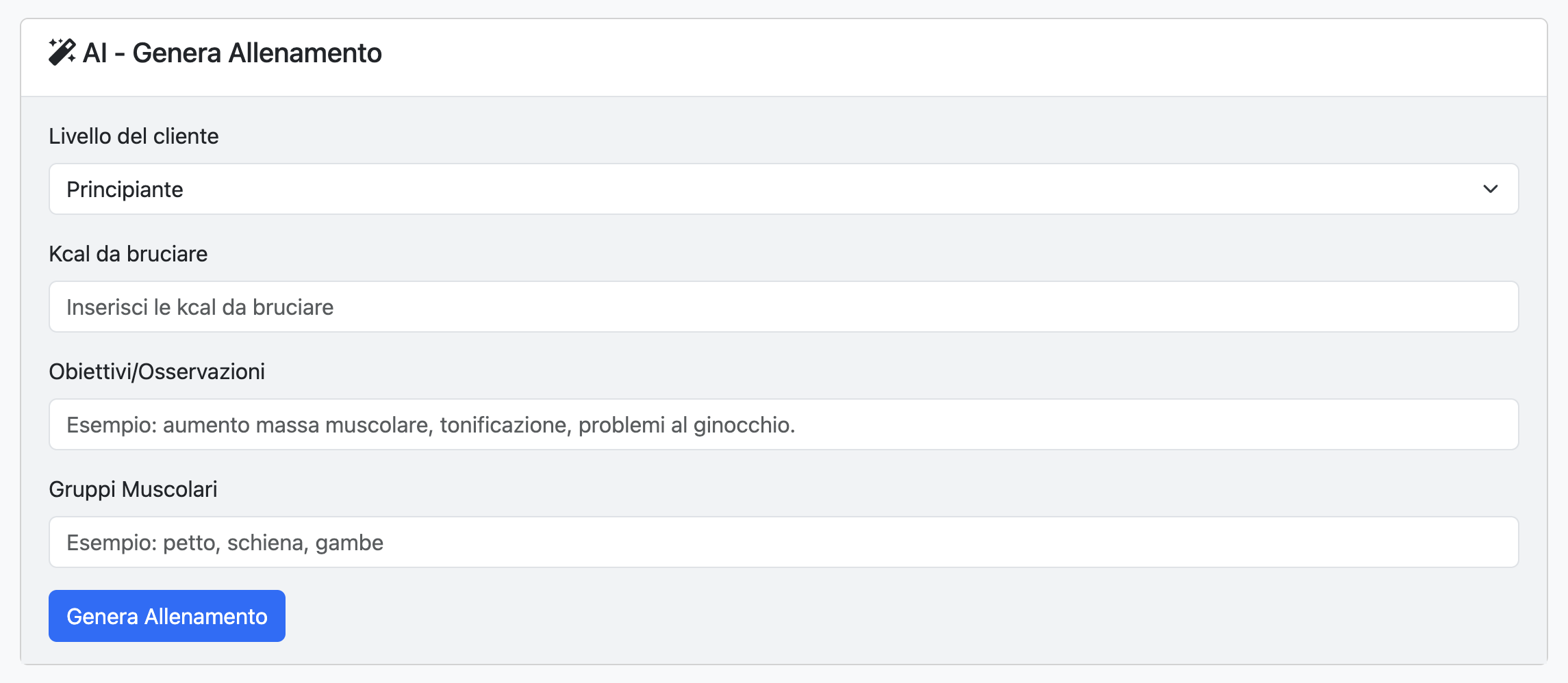 Generazione Allenamenti con AI